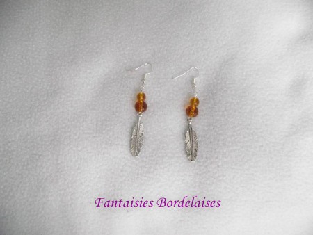 Boucles d'oreilles plumes topaze